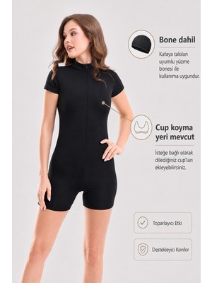 Winmoda34 Siyah Kadın Deniz Havuz Spor Tulum