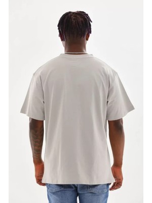 Mrayss  Unisex Baskılı Oversize T-Shirt - Gri
