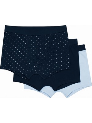 Obje Erkek Lacivert Üzeri Kaktüs Desen 3'lü Boxer