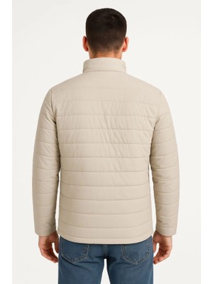 Mrayss  Erkek Bomber Mont Ceket – Su Itici Kumaş, Kapitone Astarlı, Fermuarlı, Kışlık - Bej