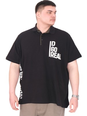 ModeXL Mode Xl Büyük Beden Erkek T-Shirt Polo Yaka Real U25309 Siyah