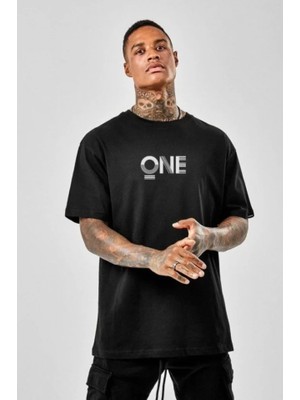 Mrayss  Unisex Baskılı Oversize T-Shirt - Siyah