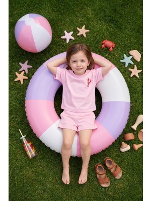 Le Mabelle Pembe  Kısa Kollu Istakoz Desenli Çocuk Tişört