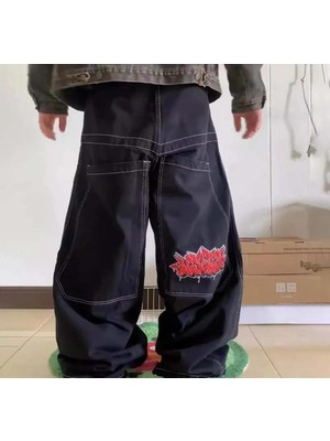 Touz Moda Y2K Vintage Graffiti Desenli Retro Baggy Unisex Jean
