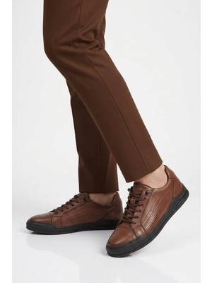 Voyager Ceviz Hakiki Deri Erkek Sneaker Delikli Nefes Alabilen Casual Memory Taban M682 M