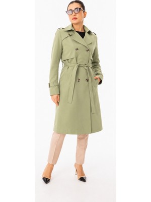 Zerenay Moda 5485 Önden Çift Düğmeli Krevuze Yaka Trenç#26#