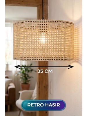 EstoreBox Hasır Kumaş Başlıklı Sarkıt Avize 35 cm