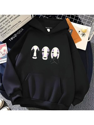 Touz Moda Anime Totoro Baskılı Unisex Oversize Kapüşonlu Sweatshirt Hoodie