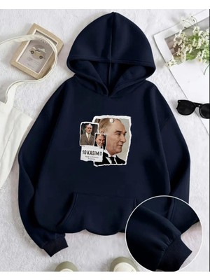 Touz Moda Atatürk Baskılı Unisex Oversize Kapüşonlu Sweatshirt Hoodie