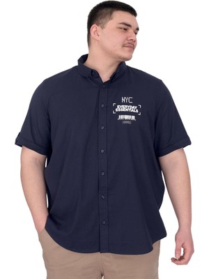 ModeXL Mode Xl Büyük Beden Erkek Gabardin Gömlek Everyday Essentials U25602 Siyah