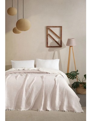 Varol 5 Katlı Çift Kişilik %100 Pamuk Müslin Yatak Örtüsü – 230X240 cm - Pembe