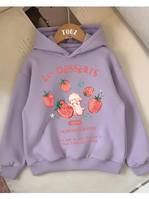 Touz Moda Strawberry Rabbit Kids 3 Iplik Kalın Sweet Hoodie