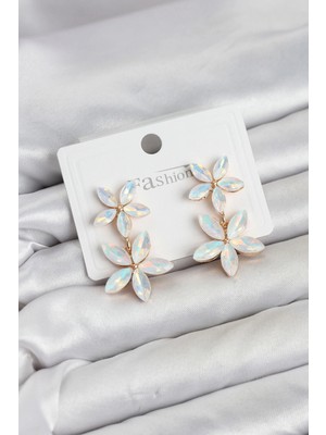 sbodurhome  Beyaz Renk Kristal Çiçek Küpe