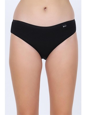Obje Kadın Siyah Jakarlı Kalpli Slip
