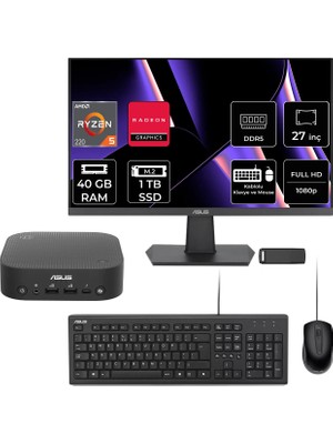 Asus Expertcenter PN54-S1 Ryzen 5 220 40GB Ram 1tb SSD 27" Full Hd Monitör Freedos PN54-BBR522MNS1P723 Mini Masaüstü Bilgisayar + Per4 USB Bellek