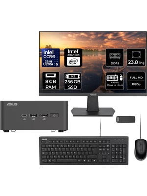 Asus Nuc 15 Pro Tall Intel Core 5-210H 8gb Ram 256GB SSD 23.8" Full Hd Monitör Freedos RNUC15CRHC500002P501 Mini Masaüstü Bilgisayar + Per4 USB Bellek