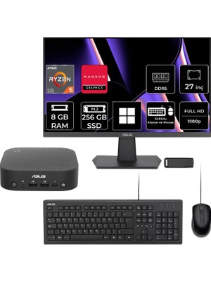 Asus Expertcenter PN54-S1 Ryzen 5 220 8gb Ram 256GB SSD 27" Full Hd Monitör WIN11 Home PN54-BBR522MNS1P751 Mini Masaüstü Bilgisayar + Per4 USB Bellek