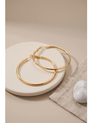 Lux Store 316L Çelik Gold Renk 46 mm Halka Küpe