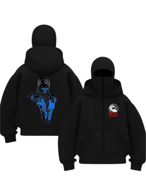Touz Moda Kar Maskeli Balaclava Subzero & Scorpion Series Baskılı Ninja Hoodie Sweatshirt