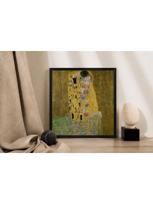 Pegziz Gustav Klimt The Kiss Tablosu | Ahşap Çerçeveli Dekoratif Duvar Tablosu