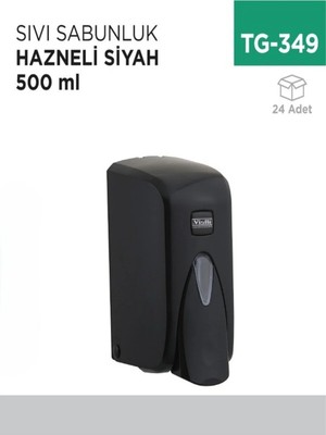 İnci Çelik Aksesuar Sıvı Sabunluk Hazneli Siyah Vialli 500 ml (S5B)