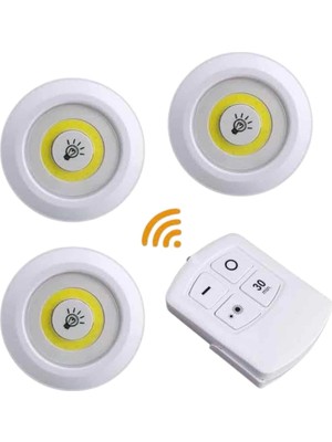 sbodurhome  LED Lamba 3'lü Uzaktan Kumandalı Yapışkanlı