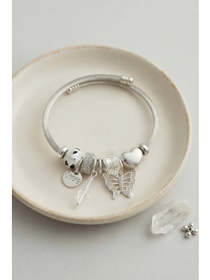 Lux Store Taşlı Beyaz Charmlı Bileklik