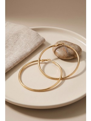 Lux Store 316L Çelik Gold Renk 56 mm Halka Küpe
