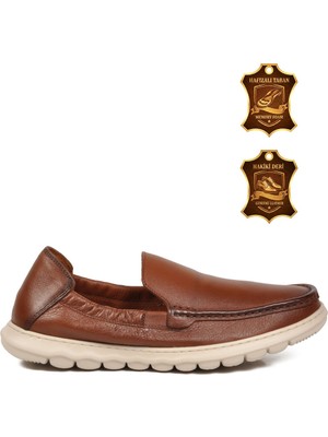Voyager Taba Erkek Hakiki Deri Smart Casual Loafer Ayakkabı Hafızalı Rahat Taban Sensitive M599 M