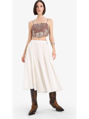 DeFacto %100 Pamuk A Kesim Normal Bel Astarlı Poplin Maxi Etek F7388AX25SM