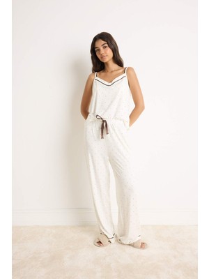 DeFacto Ultra Yumuşak Regular Fit Askılı Softshell Pijama Takımı H4245AX26AU