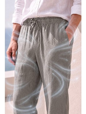 DeFacto %100 Keten Bol Kesim Bilek Boy Paça Haki Pantolon G1397AX26SM