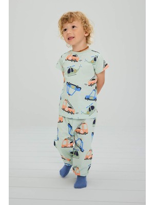 DeFacto 2'li Pijama Nane Yeşili Takım Erkek Bebek H5618A526AU