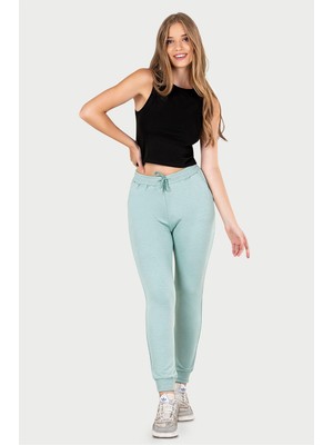 Obje Kadın Su Yeşili Iki Iplik Slimfit Paça Alt