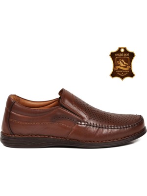 Voyager Taba Hakiki Deri Nefes Alabilen Rahat Konfor Tabanlı Erkek Casual Ayakkabı Loafer Sensitive 3237-1 M