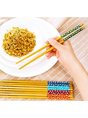 Belirtilmemiş Pratik 2'li Desenli Yıkanabilir Kore Çin Bambu Chopsticks Yemek Çubuğu |desenli Bambu Chopstick