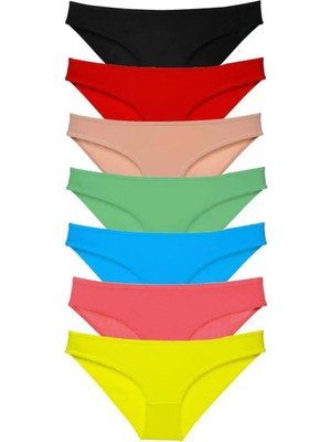 sbodurhome 7 Adet Süper Eko Set Likralı Kadın Slip Külot Çok Renkli