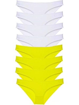 sbodurhome 8 Adet Süper Eko Set Likralı Kadın Slip Külot Sarı Beyaz