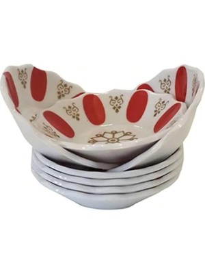Belirtilmemiş Porland POR1989 Porselen Çay Tabağı 6 Lı Kırmızı Kahveci 8690947937891