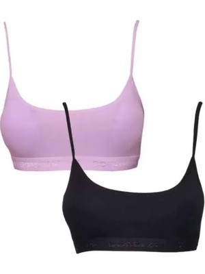 sbodurhome Pedli Ip Askılı Pembe ve Siyah Büstiyer 2 Adet