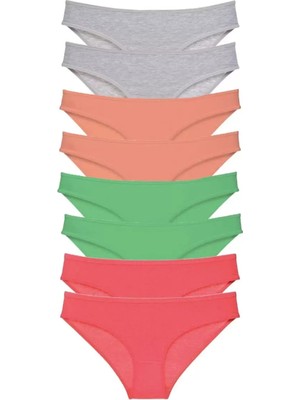 sbodurhome 8 Adet Süper Eko Set Likralı Kadın Slip Külot Gri Pudra Yeşil Fuşya