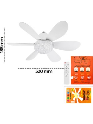 sbodurhome 2in1=tavan Vantilatör - Avize Lamba Kumandalı 52CM Sinek Kovucu 6-Beyaz Plastik Kanat 3-Kademe H�