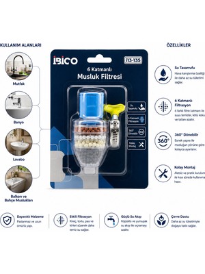 sbodurhome 12 Adet Musluk Ucu Filtresi 6 Katmanlı - Taşlı 360° 16-19MM Tüm Musluklara Uyum Kireçlenme Yap