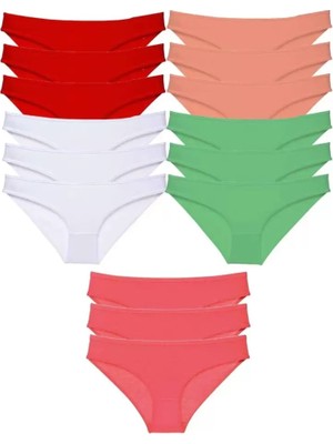 sbodurhome 15 Adet Süper Eko Set Likralı Kadın Slip Külot Ten Beyaz Pudra Yeşil Fuşya