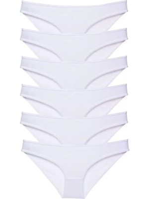 sbodurhome 6 Adet Süper Eko Set Likralı Kadın Slip Külot Beyaz