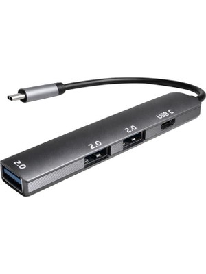 sbodurhome Fully S-802K 4’ü 1 Arada Usb-A Type-C Hub Dönüştürücü Alüminyum Gövde Ultra Ince Tasarı