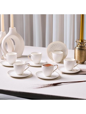 Belirtilmemiş Aryıldız Serena Gold 12 Parça 6 Kişilik Kahve Fincan Takımı 90 ml