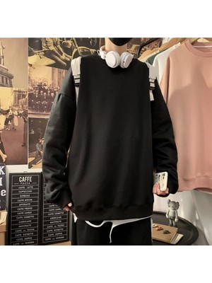 Touz Moda Küt Küt Touz Siyah Bisiklet Yaka Oversize Unisex Sweatshirt