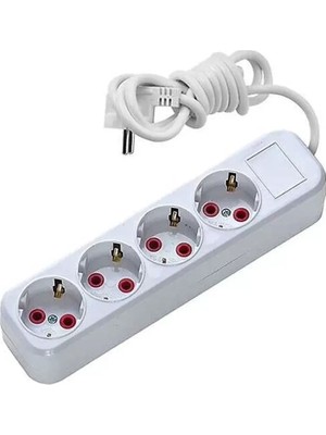 sbodurhome Asel 4 Lü 3 Metre Topraklı Anahtarlı Priz Ast A403