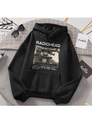 Touz Moda FAVORIM50TON Radiohead Dna Breeding Siyah 3 Iplik Şardonlu Kapşonlu ( Unisex )